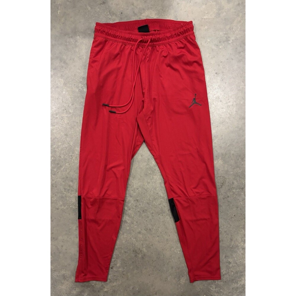 Jordan Pants Mens Large Red Black Jumpman Dri-FIT Track Tapered Drawstring